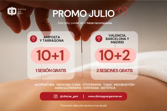 Este mes de julio llévate 1 sesión GRATIS al comprar tu bono de 10 sesiones | Clínicas Guang An Men | Clínicas de Acupuntura